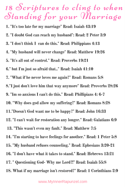 Are you in a struggling marriage? Download these 18 Scriptures to cling to when standing for your marriage.