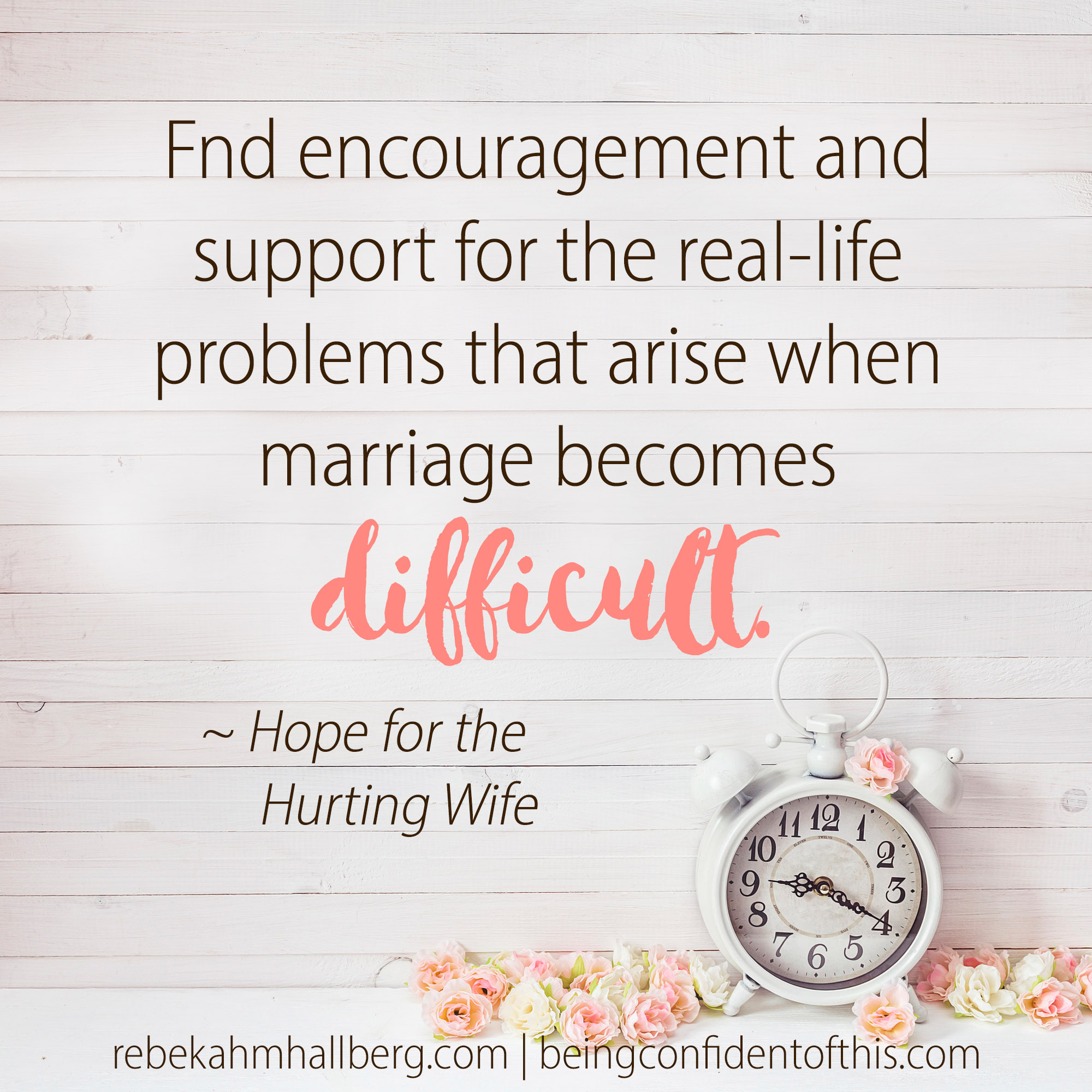 Hope for the Hurting Wife - a 30 day devotional journey that meets hurting and heartbroken wives right in the midst of a difficult marriage and gently encourages them to find hope that truly lasts. 